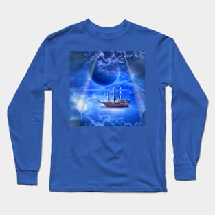 Ancient ship floats on clouds Long Sleeve T-Shirt